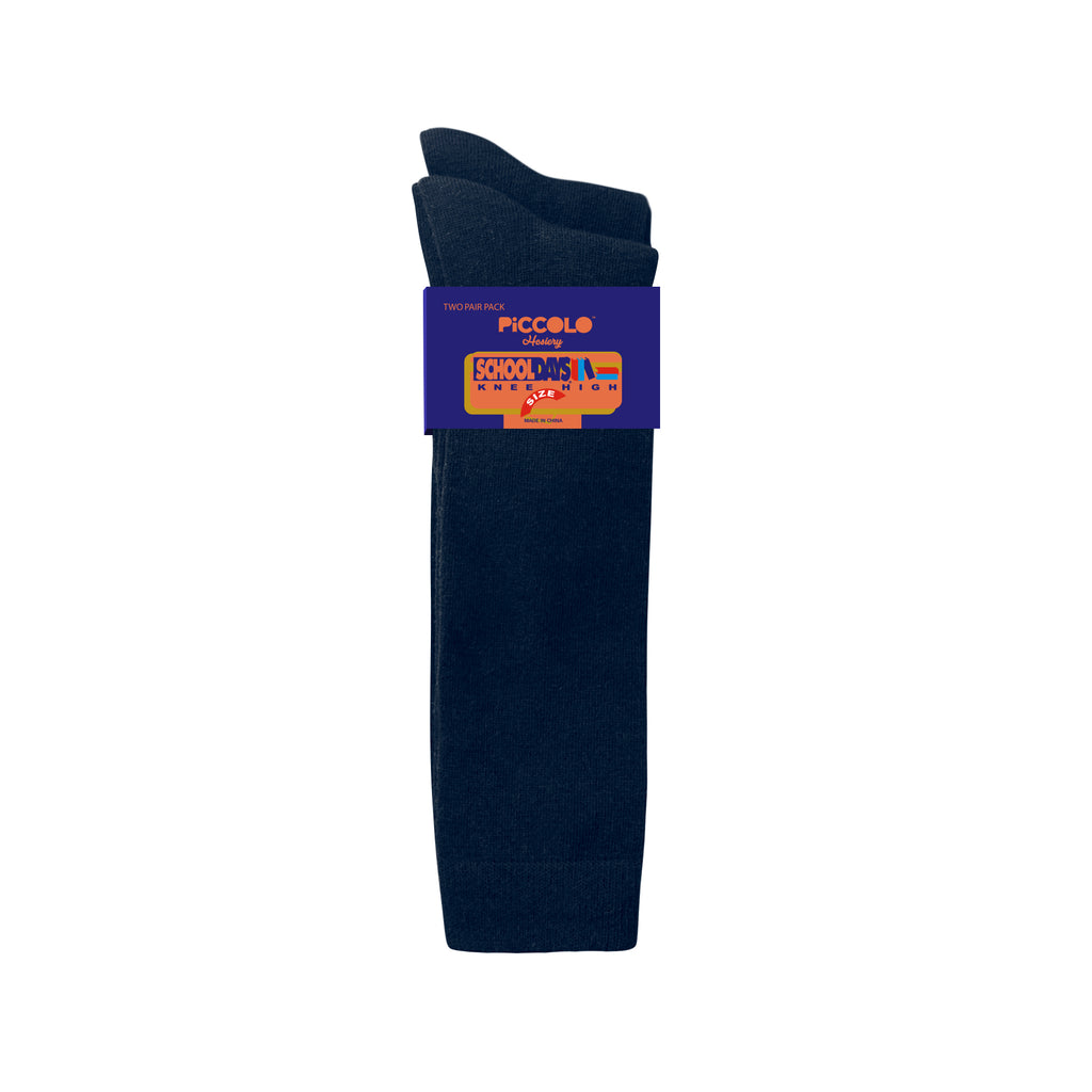 Flat Knit Cotton Knee High Socks - 2 Pair Pack - Style: 4002C
