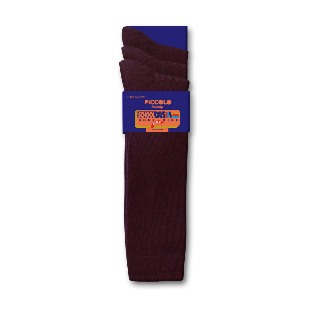 Flat Knit Cotton Knee High Socks - 3 Pair Pack - Style: 4002FM