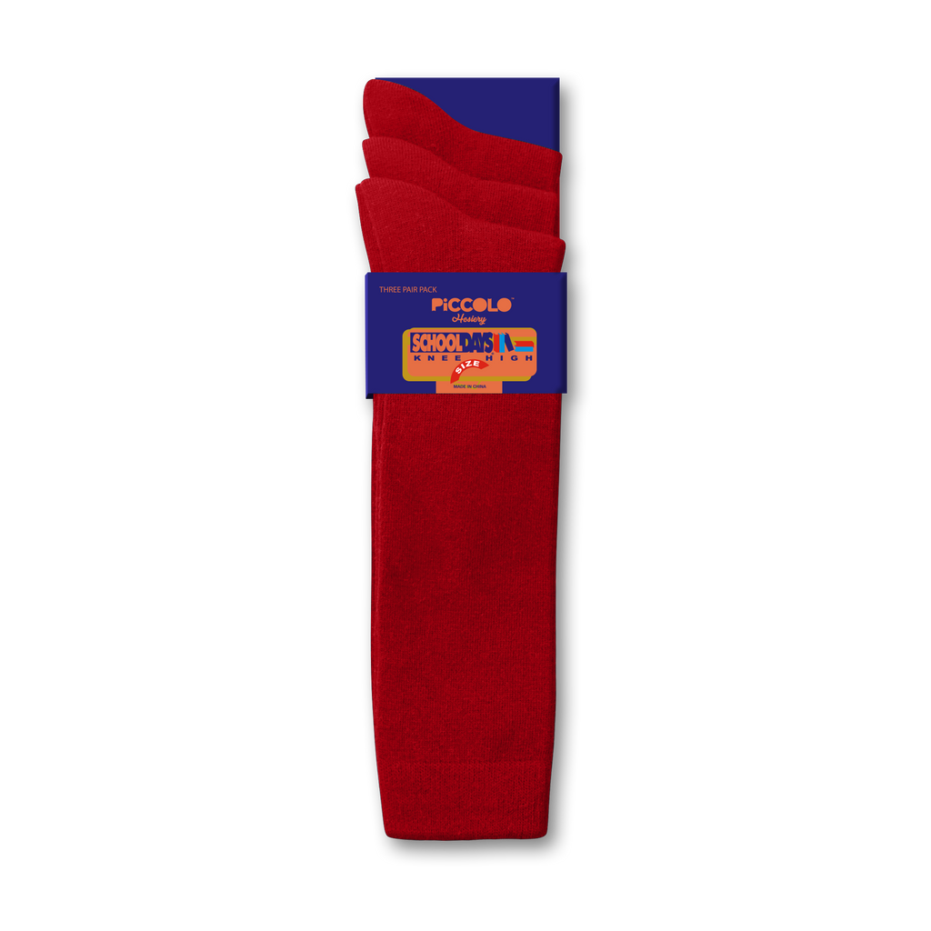 Flat Knit Cotton Knee High Socks - 3 Pair Pack - Style: 4002FM