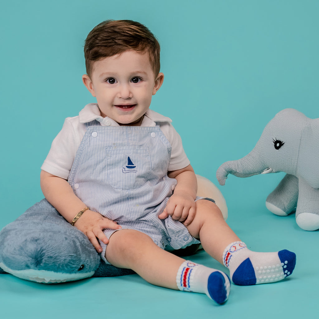 Boys Sports Quarter Socks - Non Skid - Assorted - Style: 4104