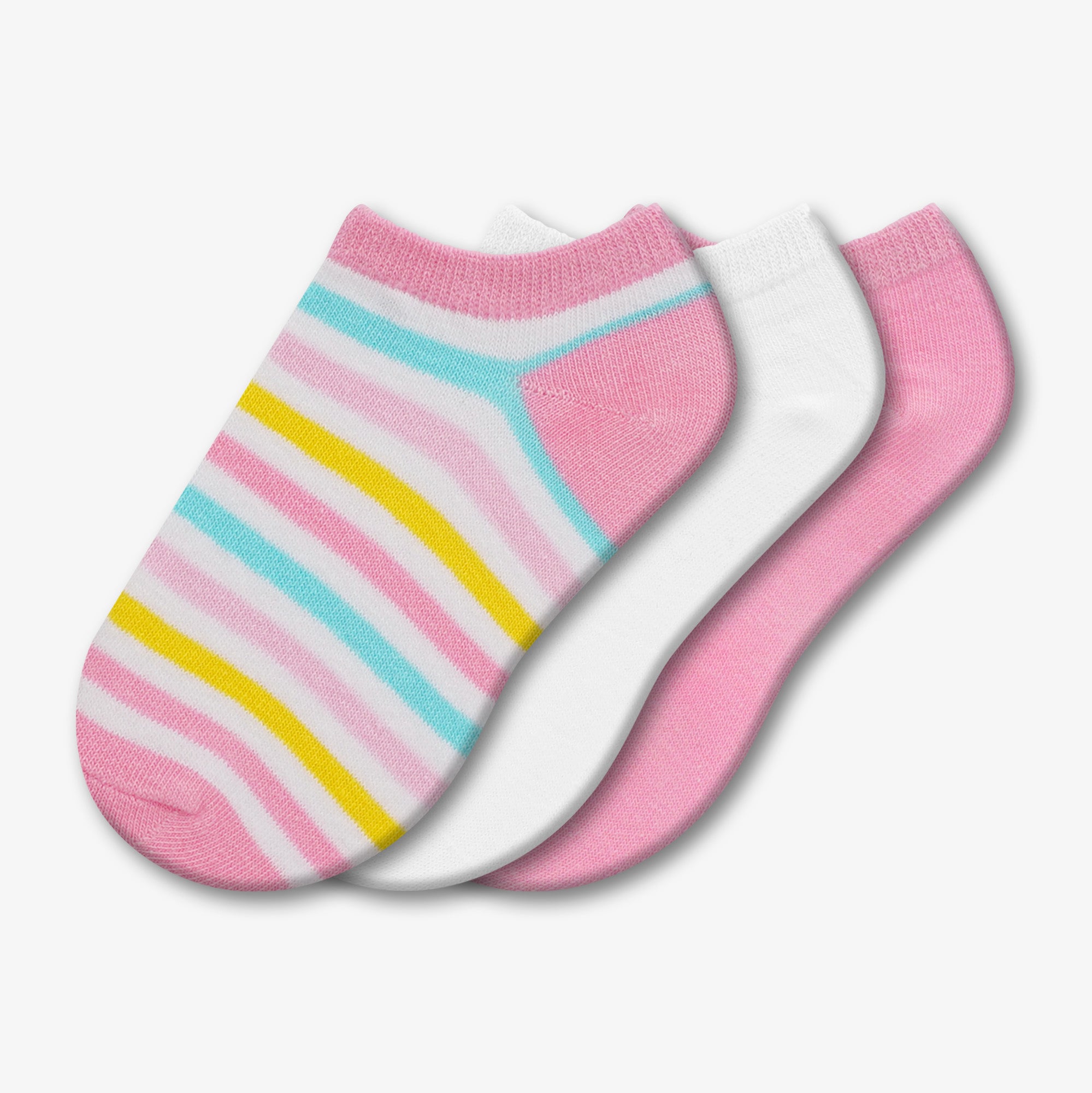 3 Pair Low Cut Socks - Assorted - Style: 616