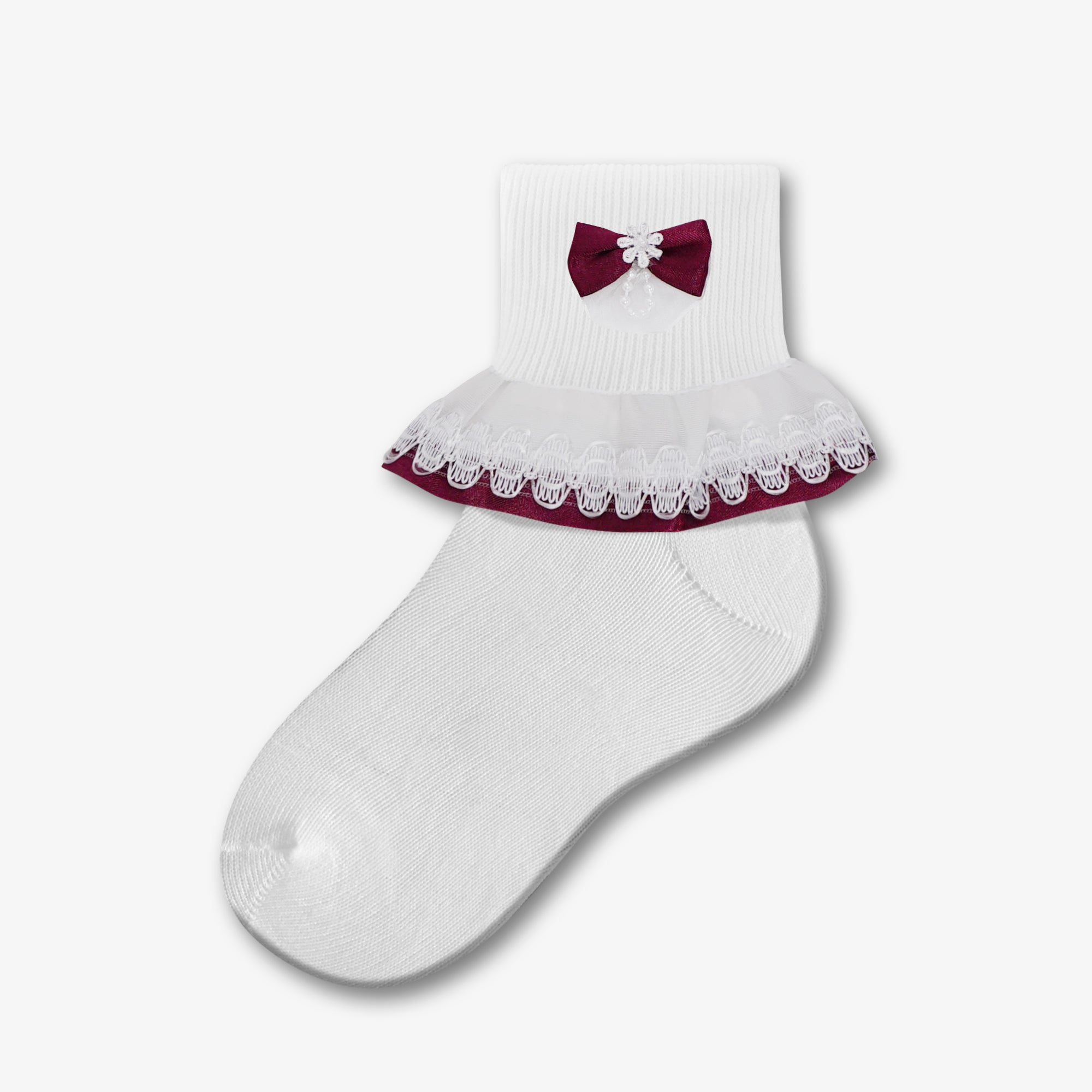 Lace - Style: 9033 - White/Burgundy