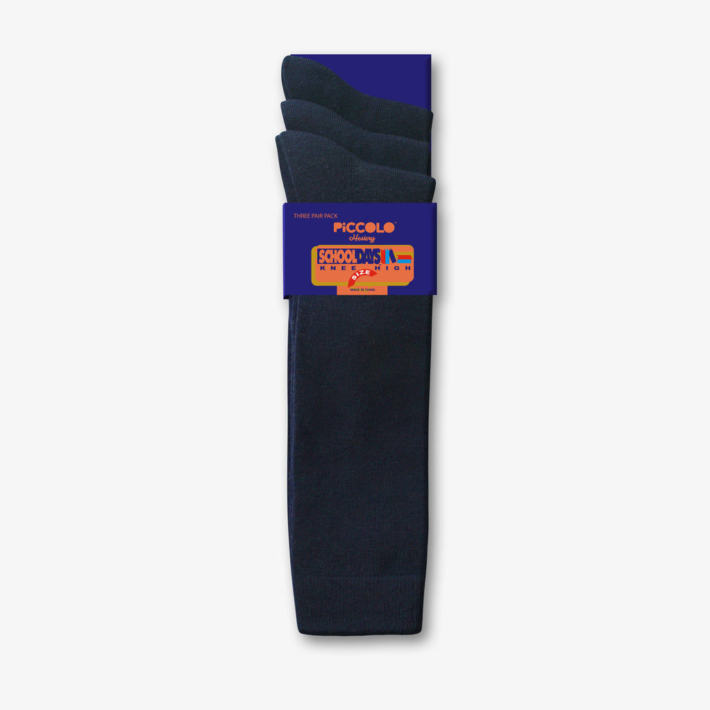 Flat Knit Cotton Knee High Socks - 3 Pair Pack - Style: 4002FM